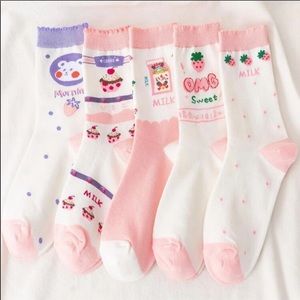 5 pairs Strawberry Milk socks!